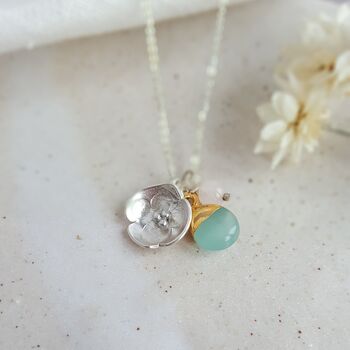 Silver Meadow Flower Gemstone Necklace Blue, 2 of 6