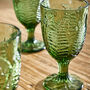 Set Of Four Botanical Fern Green Wine Goblets, thumbnail 4 of 8