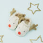 Christmas Organic Cotton Reindeer Baby Booties, thumbnail 1 of 4