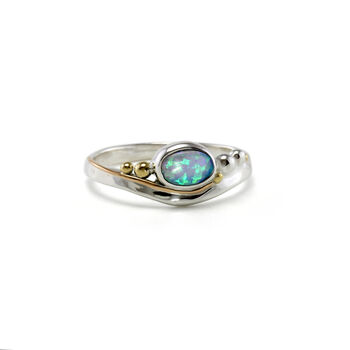 Handmade Dainty Blue Opal Ring, 2 of 5