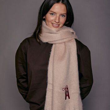 Embroidered Personalised Bow Initial Scarf, 4 of 7