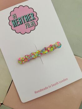 Pastel Pink, Yellow And Blue Thin Bubble Hair Clip / Y2 K Aesthetic Barrette / Colourful Resin Clip / Birthday Gift For Friend, 4 of 5