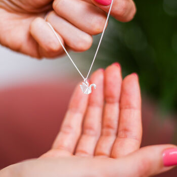 Origami Crane Necklace In Sterling Silver, 5 of 8