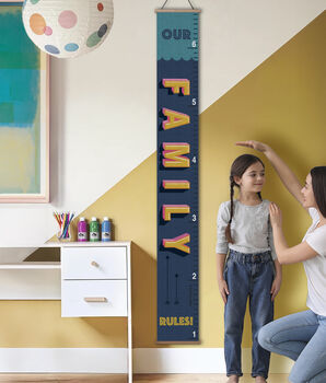 Personalised 6ft 'Our Family Rules!' Canvas Height Chart, 2 of 8