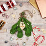 Personalised Christmas Felt Mistletoe Sprig Decoration, thumbnail 5 of 6