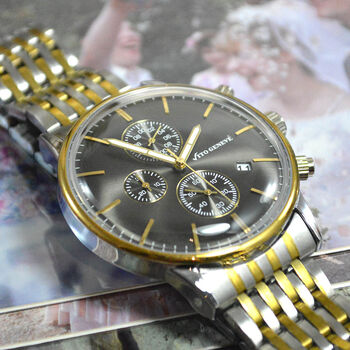 Personalised Men's Wrist Watch Brown Black Dial, 2 of 5