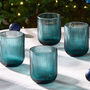 Palermo Set Of Four Blue Ribbed Tumblers, thumbnail 1 of 5