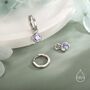 Sterling Silver June Birthstone Alexandrite Crystal Drop Hoop Earrings, thumbnail 4 of 11