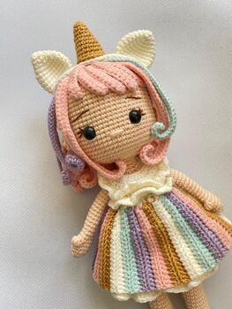 Handmade Crochet Unicorn Doll, Knit Doll, 5 of 12