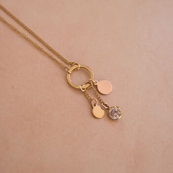 Astralis Rose Necklace Gold Filled And Zirconia Charms, 3 of 6