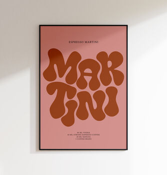 Espresso Martini Print | Cocktail Poster | Wall Art | A5 A4 A3 | Bold | Typographic | Drink | Bar | Print | Groovy |, 6 of 7