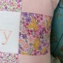 Peachy Pink Patchwork Name Cushion, thumbnail 5 of 6