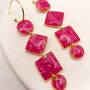 Geometric Pink Statement Hoop Earrings, Clay And Resin, thumbnail 6 of 12