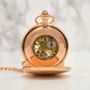 Rose Gold Engraved Pocket Watch Gift, thumbnail 3 of 5