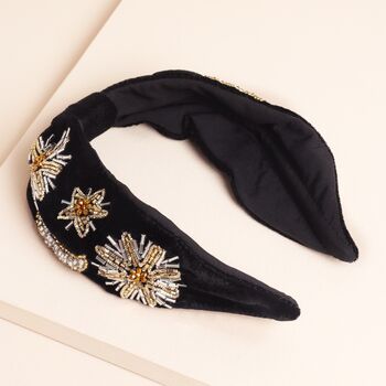 Velvet Floral Embroidered Headband, 3 of 4