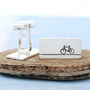 Silver Bike Cufflinks. Gift For Cyclist, thumbnail 1 of 7