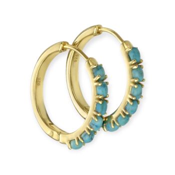 Gold Plated Hoop Earrings With Magnesite, 3 of 7