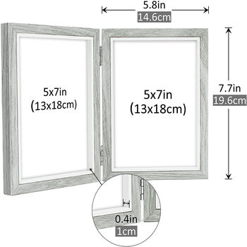 Wooden Folding Picture Frame Vertical Light Grey, 2 of 4
