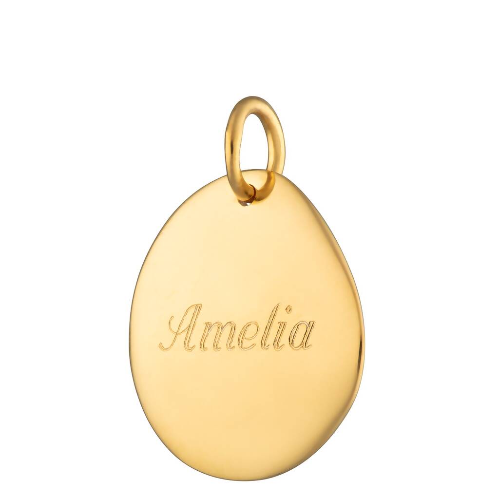 Engraved Gold Plated Medium Pebble Charm, 1 of 8