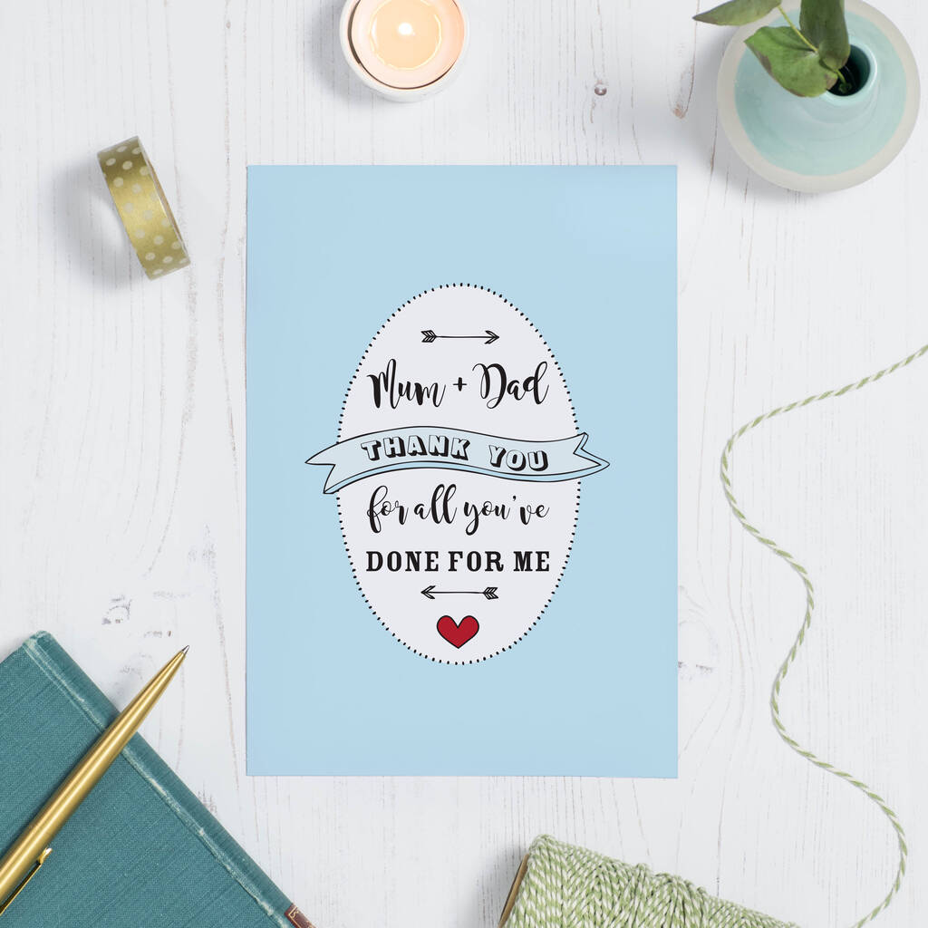 'Mum And Dad Thank You For All You've Done For Us' Card, 1 of 3