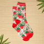 Women's Bamboo Socks Strawberry Fruit Print, thumbnail 1 of 5
