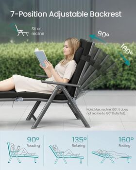 Folding Sun Lounger With Thick Mattress Cushion, 5 of 11