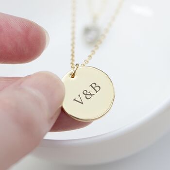 Personalised Layered Crystal Heart And Disc Necklace, 2 of 11