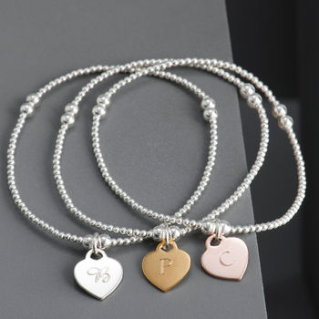 Sterling Silver Personalised Heart Charm Bracelet, 2 of 6