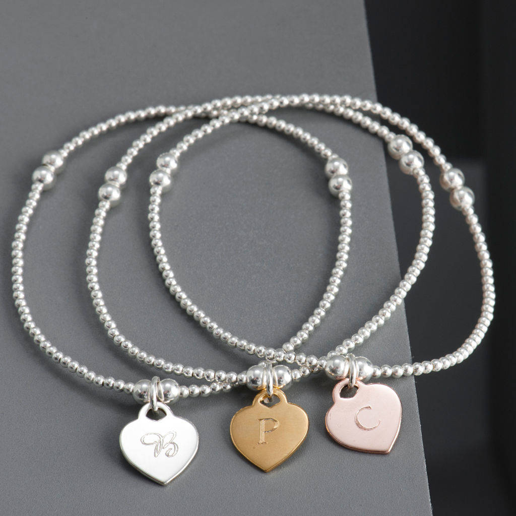 Sterling Silver Personalised Heart Charm Bracelet By EVY Designs ...