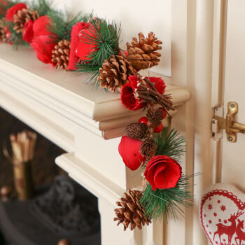 Rose Red Traditional Christmas Garland, 4 of 8