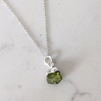 August Birthstone Necklace, Peridot, Silver Plated, 2 of 6