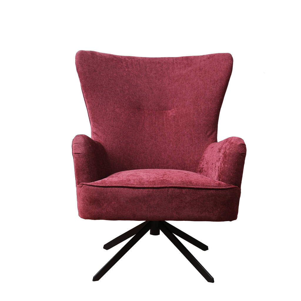 Gable Chenille Berry Red Armchair, 1 of 7
