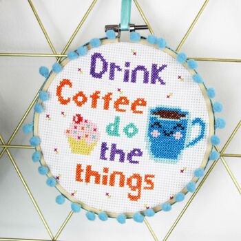 'Drink Coffee Do The Things' Cross Stitch Kit, 3 of 10