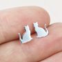 Sterling Silver Shiny Cat Stud Earrings, thumbnail 3 of 4