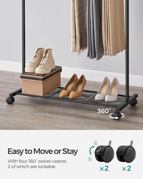 Clothes Rack Double Rod Clothing Rail Storage Shelf, 9 of 12