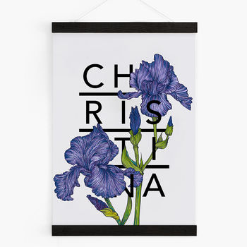 Personalised Iris Botanical Flower Print, 7 of 9