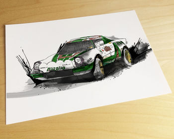 Lancia Stratos Rally Car Illustration, 2 of 4