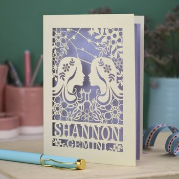 Personalised Gemini Birthday Card, 3 of 7