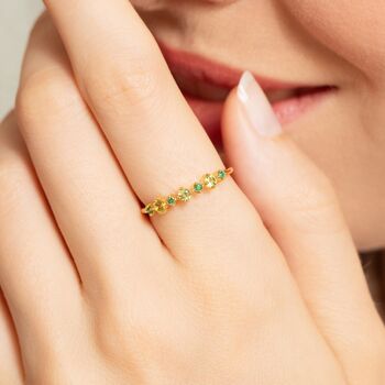 Emerald And Peridot Stackable Half Eternity Band In Sterling Silver And Gold, 2 of 12
