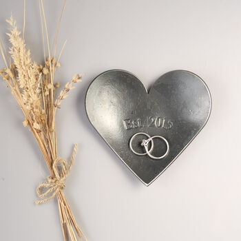 11th Anniversary Gift, Mini Decorative Steel Heart Dish With Smooth Metallic Finish, 5 of 7