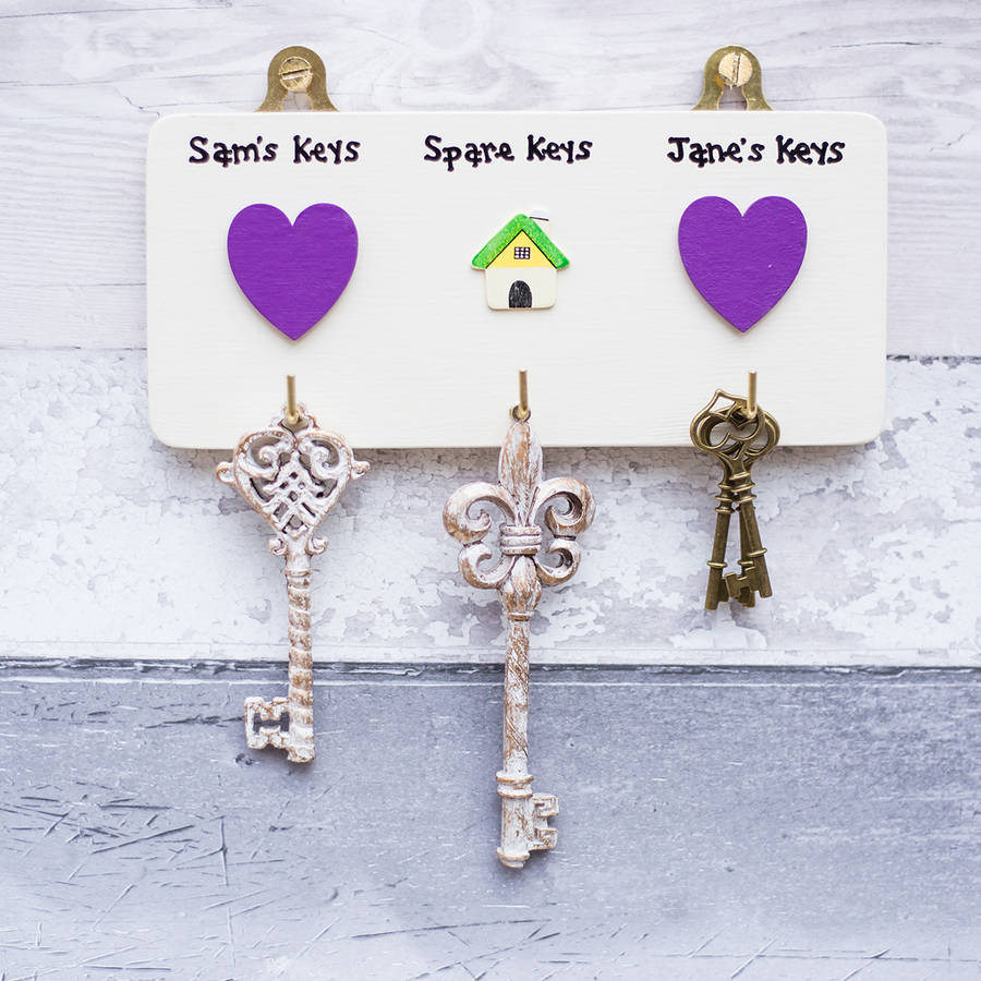 personalised handmade house key hook set by siop gardd