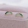 Ombre Emerald Green Cz Curved Bar Stud Earrings, thumbnail 6 of 11