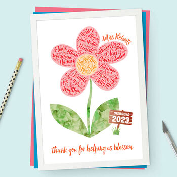 Personalised 'Class Flower' Teacher Thank You Print, 4 of 7