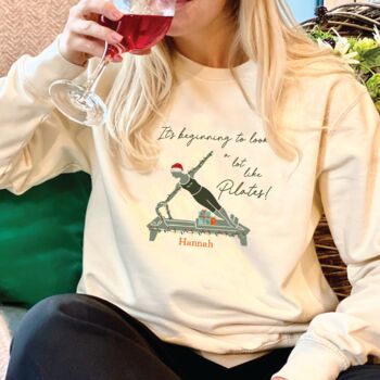 Funny Santa Reformer Pilates Sweatshirt, Christmas Fitness Pullover, Festive Holiday Jumper Gift For Pilates Lover, Xmas Workout Shirt - Ireland