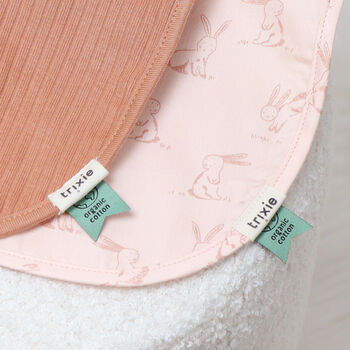 Personalised Trixie Rosy Rabbit Two Pack Newborn Bibs, 2 of 5