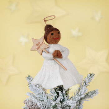 Personalised Felt Black Angel Christmas Tree Topper, 5 of 6