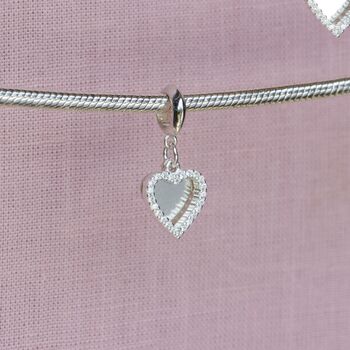 Sterling Silver Crystal Double Heart Charm, 4 of 8