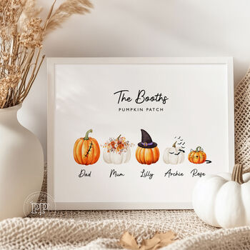 Personalised Family Pumpkin Print, Halloween Print, 2 of 5