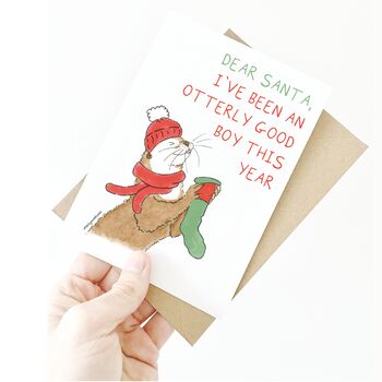 'Otterly Good Boy' Otter Christmas Card, 5 of 5