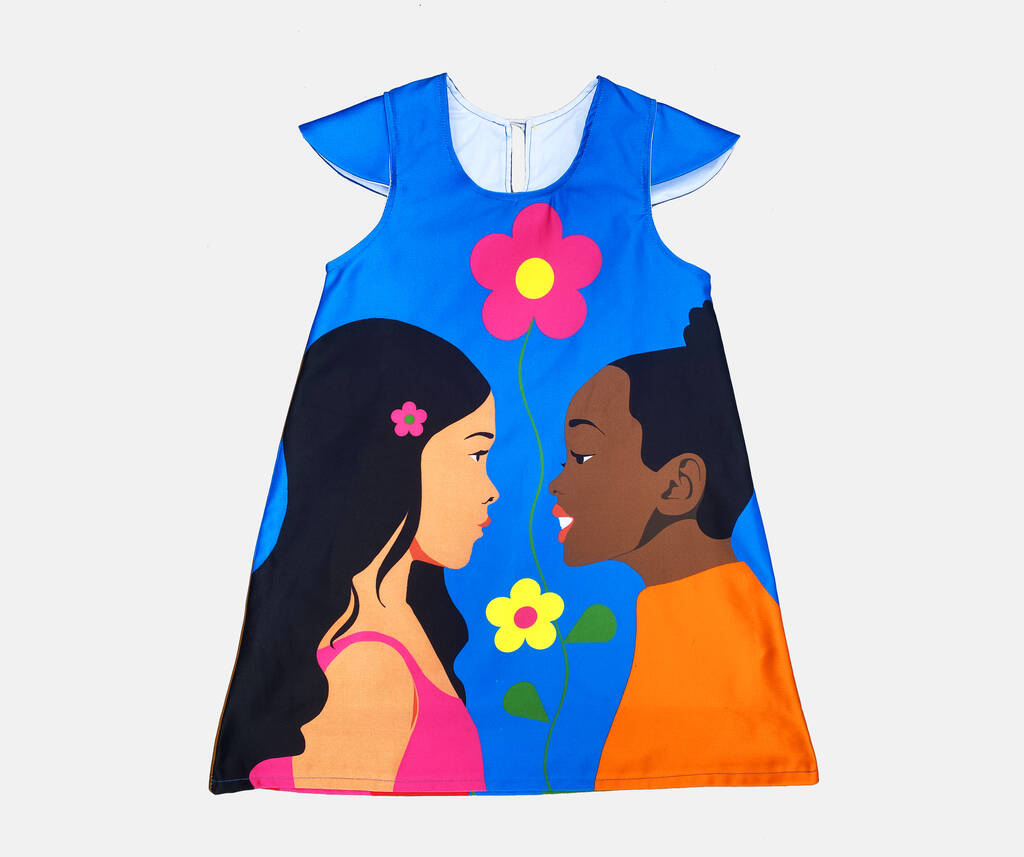 Friendship Print Girls Dress, 1 of 5